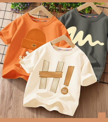 JUBA FASHION Baby Boys Printed Cotton Blend Regular T Shirt(White, Black, Pack of 3)