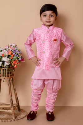 ST Fashion Baby Boys Festive & Party Sherwani and Churidar Set(Pink Pack of 1)