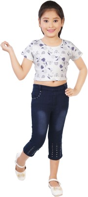 BEEKAY ENTERPRISE Girls Casual Top Jeans(White)