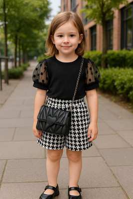 HouseOfCommon Baby Girls Party(Festive) Top Shorts(Black)