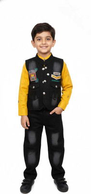 Paridhaan Elegance Boys Tom & Jerry Casual Dress Shirt, Pant, Jacket(Yellow & Black)