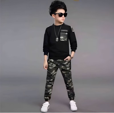 Glam elegance Baby Boys Party(Festive) T-shirt Pant(BLACK)