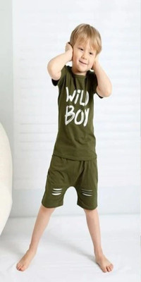 JENNY GARMENT Baby Boys & Baby Girls Party(Festive) T-shirt Shorts(Green)