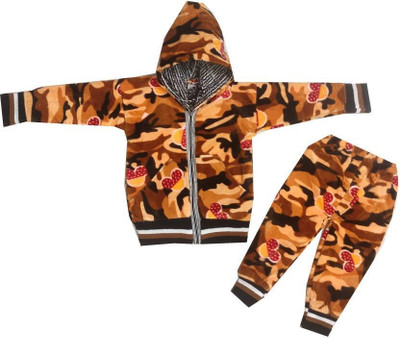 HouseOfCommon Baby Boys & Baby Girls Party(Festive) Jacket Pyjama(BROWN)