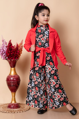 SPAMitude Baby Girls Party(Festive) Jumpsuit Jacket(Red)