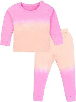 Guti Boys & Girls Casual T-shirt Pyjama(Pink&orange)