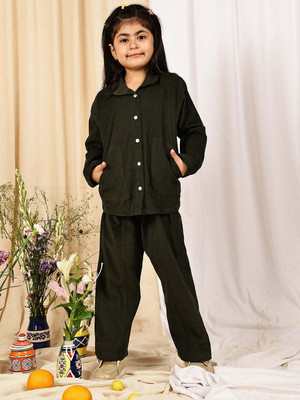 NEUDIS Girls Casual Jacket Trouser(Olive)