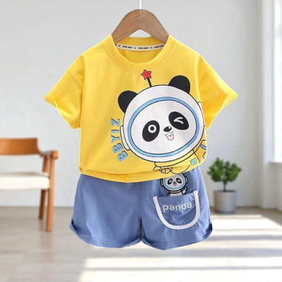 HouseOfCommon Baby Boys & Baby Girls Casual T-shirt Pant(Light yellow & Blue)