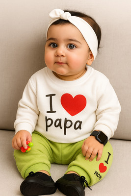 LIKECOLLECTION Baby Boys & Baby Girls Casual Sweatshirt Pyjama(White, Green)