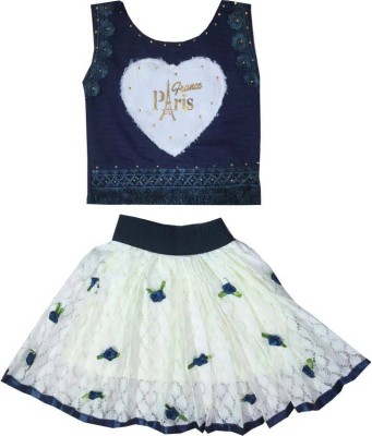 Siddhi Enterprises Girls Party(Festive) Top Skirt(White)