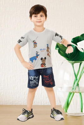 LUCII Boys Casual T-shirt Shorts(GREY MICKEY)