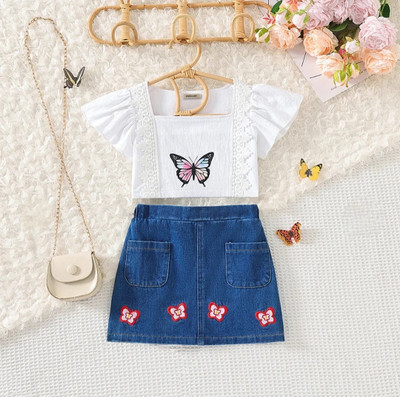 MT SAHIN DRESS Girls Casual Skirt Top(White)