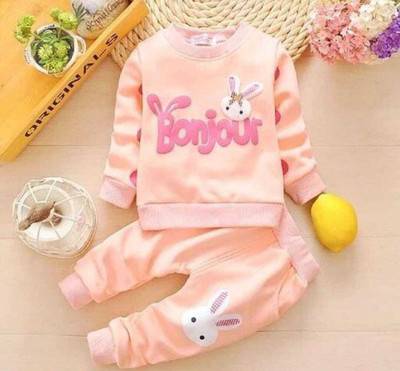 HF WARSI Baby Boys & Baby Girls Party(Festive) T-shirt Pant(PEACH, PEACH)