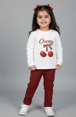 Little Angel Baby Girls Casual T-shirt Trouser(Red)