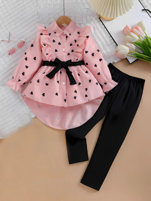 Monno Baby Girls Party(Festive) Shirt Pant(peach)