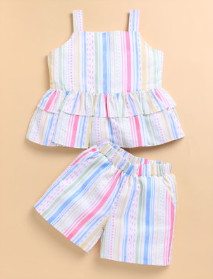 TOONYPORT Girls Casual Top Shorts(Pink, Blue, White)