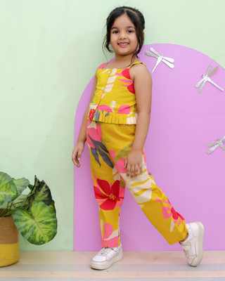 Rangi Saga Girls Casual Top Pant(Mustard)