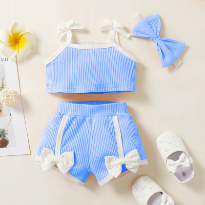HouseOfCommon Baby Girls Disney Princess Party(Festive) Top Shorts, Hairband(SKYBLUE)