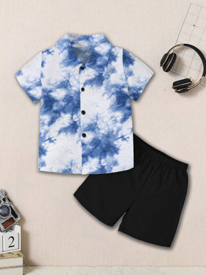 HouseOfCommon Boys Casual Shirt Shorts(Blue)