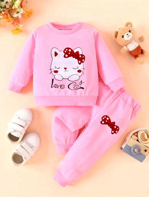 The Style Trader Boys & Girls Casual T-shirt Track Pants(Pink)