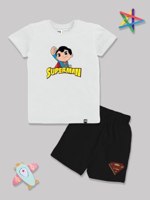 YK X Minute Mirth Boys Superman Casual T-shirt Shorts(White)