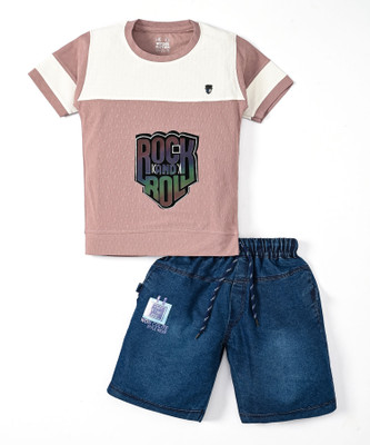 Wonder Klothes Boys Party(Festive) T-shirt Shorts(Violet)
