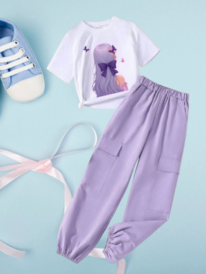 Zarmin Boys & Girls Party(Festive) Pant T-shirt(LavenderA)