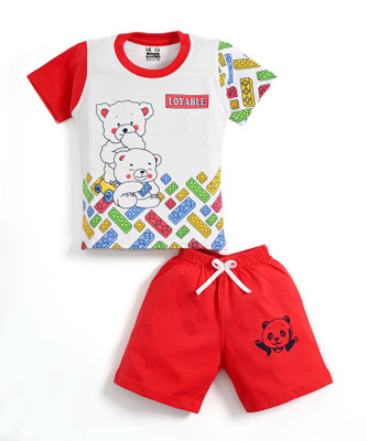 Wonder Klothes Baby Boys & Baby Girls Casual T-shirt Pant(Red)