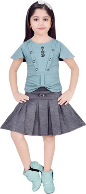 HouseOfCommon Baby Girls Casual Top Skirt(Green)