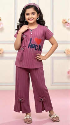K DRESSES Girls Party(Festive) Top Pant(PURPLE)