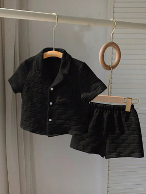 Ruturaj Baby Boys Casual Shirt Shorts(BLACK)