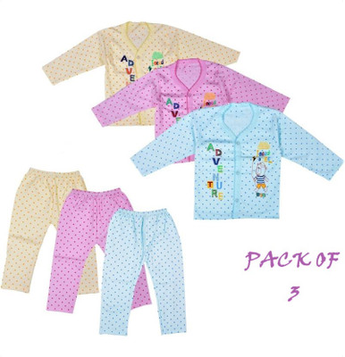 SHINING4 Baby Boys & Baby Girls Party(Festive) T-shirt Pyjama(MULTICOLOR)