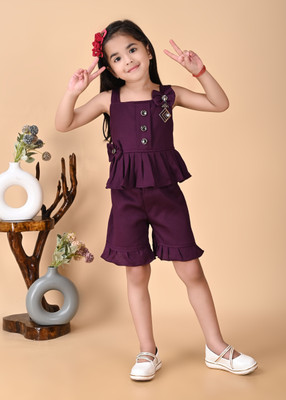 TIMESSTYLE Girls Party(Festive) Top Pant(Purple)