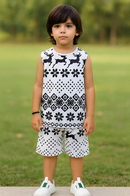 ALANTA Boys & Girls Casual T-shirt Shorts(White)