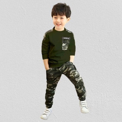 FROQUILIZ Boys Party(Festive) T-shirt Pant(Green)