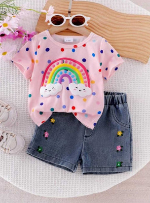 ELPIXIE FASHION Baby Girls Party(Festive) Top Shorts(PINK)