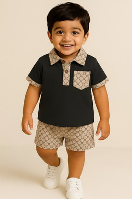 THESAT Baby Boys & Baby Girls Casual T-shirt Shorts(BLACK)