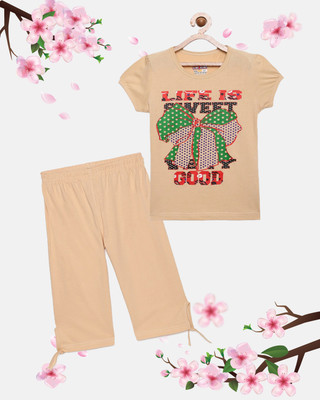 SINI MINI Girls Casual T-shirt Capri(BEG)