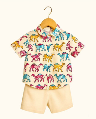 THE VIBES BOOK Baby Boys & Baby Girls Party(Festive) Shirt Shorts(Multicolor)