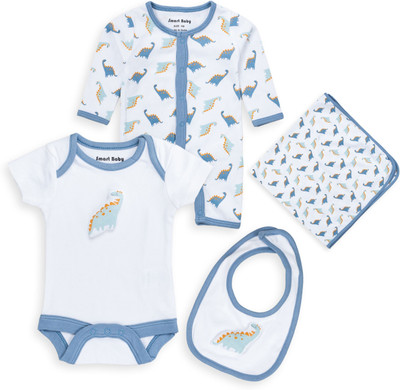 Smart Baby Baby Boys & Baby Girls Casual Bodysuit Bib(Blue & White)