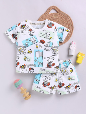 YK X Tinyo Boys & Girls Pluto Casual T-shirt Shorts(White)