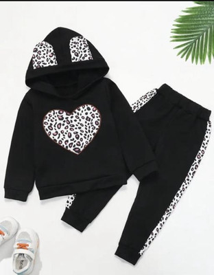 HALFTICKET Baby Girls Casual T-shirt Pant, Pyjama(Black)