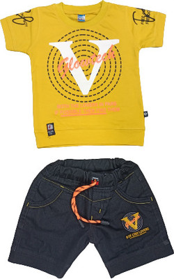 FASHION BOY Boys Party(Festive) T-shirt Shorts(Gold)