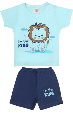 happiee bears Baby Boys & Baby Girls Casual T-shirt Shorts(Blue)