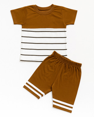 KIKANI ENTERPRISE Baby Boys & Baby Girls Daisy Casual T-shirt Capri(Brown)