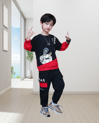 DRUZZEE Baby Boys & Baby Girls Casual T-shirt Track Pants(Red)