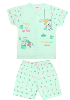 happiee bears Baby Boys & Baby Girls Casual Shirt Shorts(Pista Green)