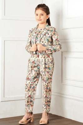 HouseOfCommon Girls Party(Festive) Jacket Top, Trouser(Multicolor)