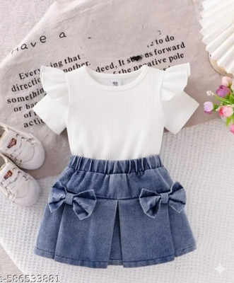 FINCHBIRD FASHION Girls Party(Festive) Top Skirt(WHITE)