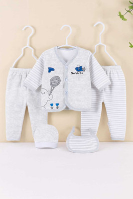 KIDS PARYANIS Baby Boys & Baby Girls Party(Festive) Sweatshirt Bib, Sweatpant, Cap, Bootie(GREY)